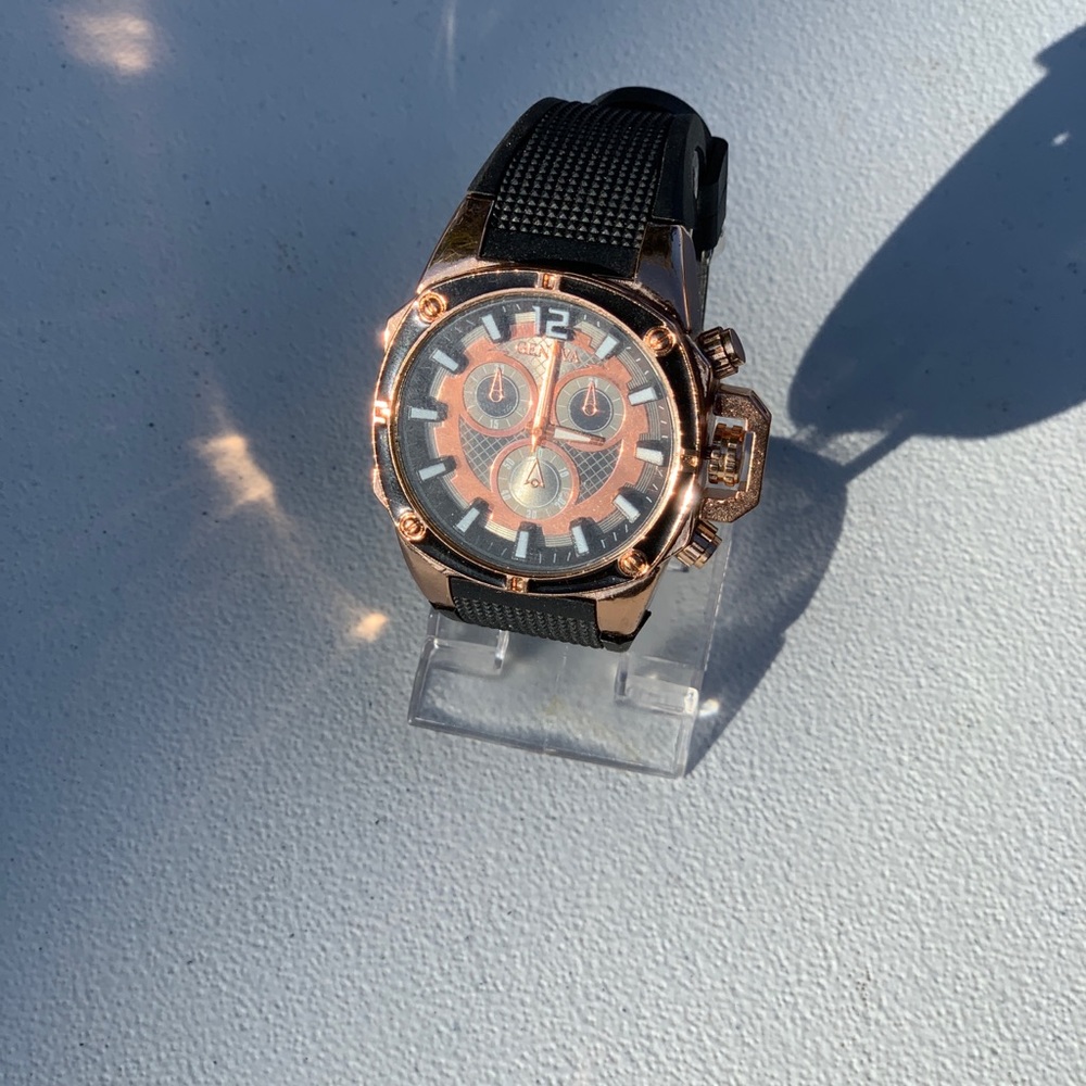 BRAND NEW MEN GENEVA BIG FACE WATCH ROSE GOLD